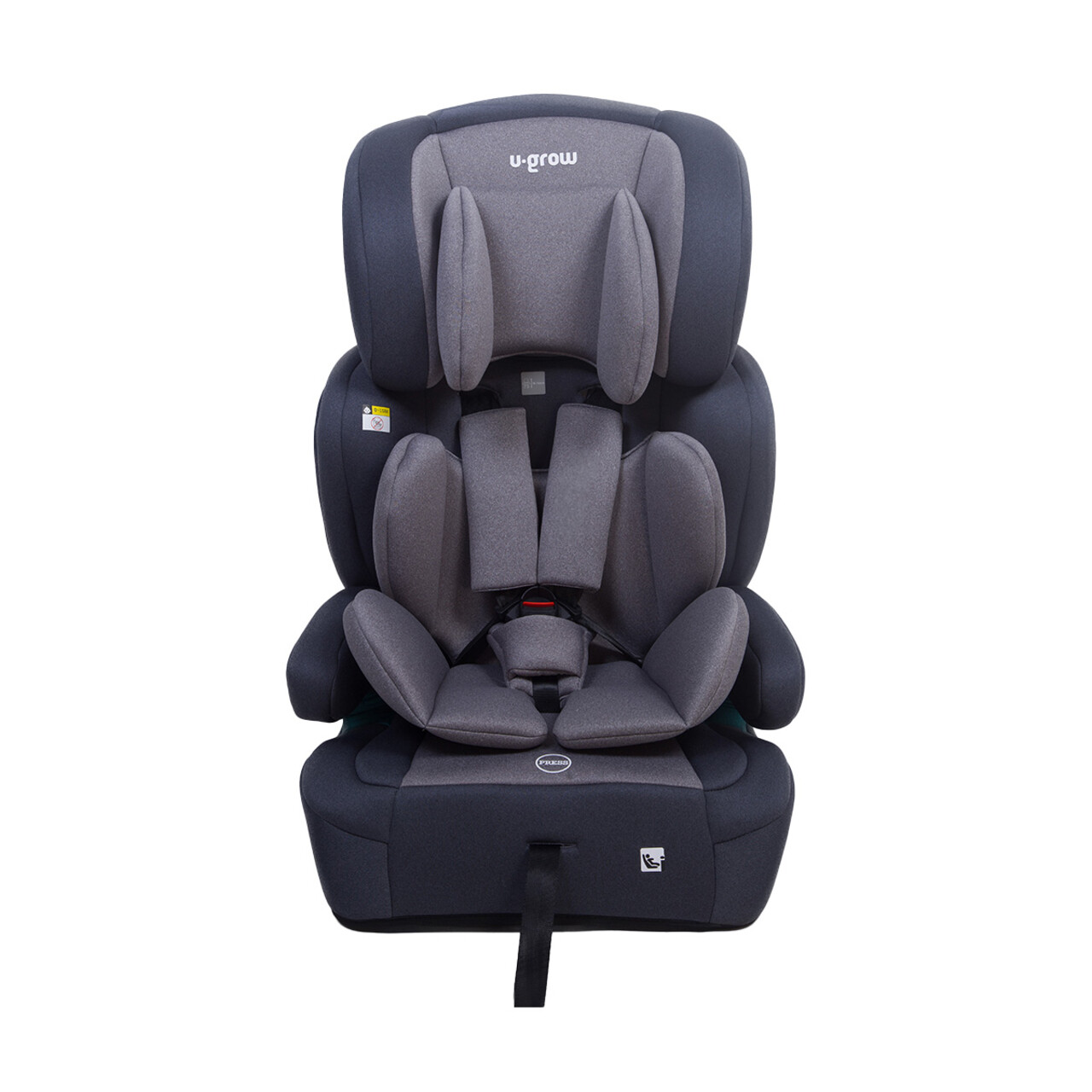 Scaun auto/inaltator cu isofix R129, I-Size, U-grow, 76-150 cm (15 luni-12 ani), HDPE/tesatura tricotata din poliester, gri - imagine 6